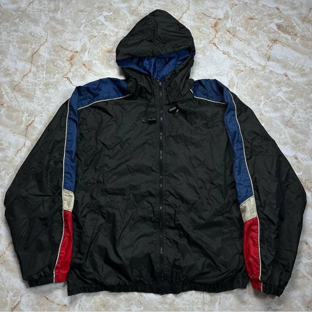 Vintage 90s Pro Spirit Windbreaker Jacket Men’s Size XL Color Block Black Zip Up